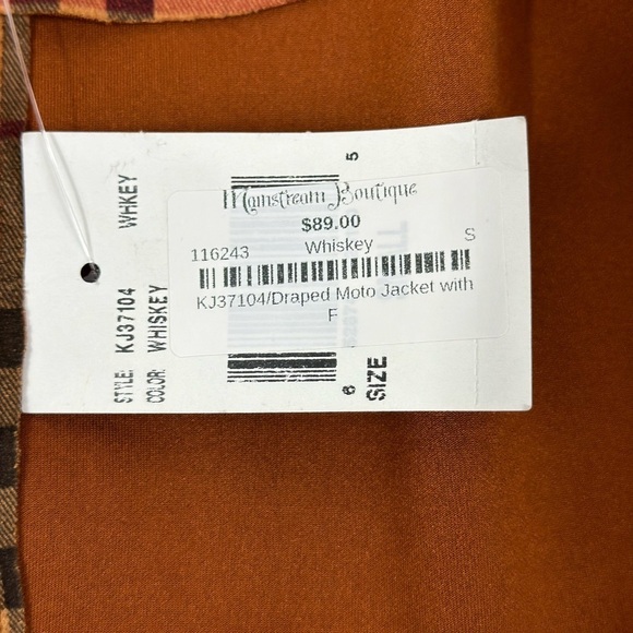 Kut from the Kloth Draped Moto Jacket Size Small  In Whiskey - Picture 10 of 11